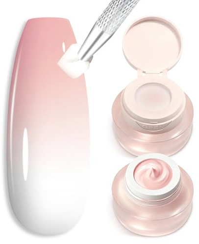 Shining She Ombre, nagellackssats, 1 st ljusrosa skugggel, gradient för fransk manikyr och nagelkonst, rodnadseffekt, 2 g