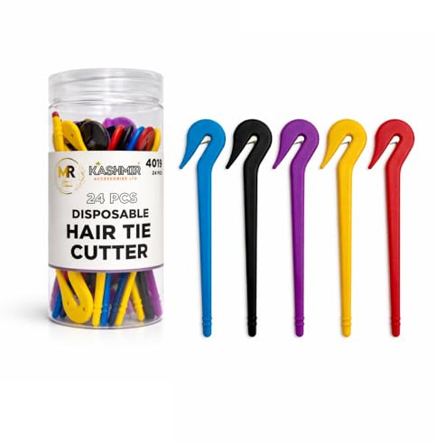 Hair Tie Cutter & Clear Elastic Hair Bands – Pain-Free Rubber Band Hair Cutter Tool | Easy Removal for Braids & Ponytails | Styling Accessory for Women, Kids & Girls (Multicolor) (5, Multicolored)