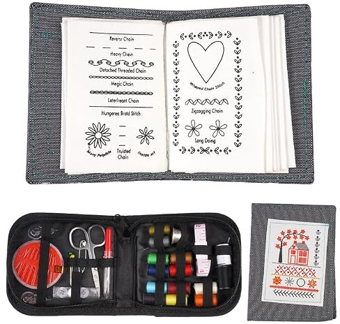 Libro de Bordado para Manualidades,Embroidery Kit,Kit de Bordado para Principiantes,para Ti Mismo,Adultos,Aficiones,Manualidades (Incluye Aguja,Hilo,Tijeras,Guía Paso A Paso)