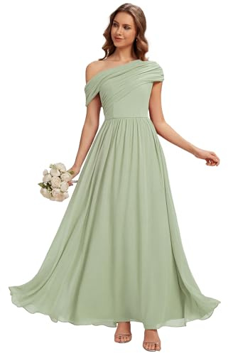 Ever-Pretty Robe Demoiselle d'honneur Une Épaule Chiffon Longue Fluide pour Mariage Soirée ES02706