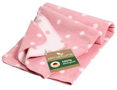 allnatura Flauschige Kinder Sommer-Kuscheldecke COTONA-PUNTINO 75x100 cm Made in Germany in Rosa – 100% nachhaltige Bio-Baumwolle – schadstoffgeprüft Überwurfdecke für Kinderwagen, Bett, Boden