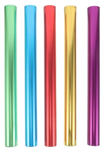 POPETPOP Palos de de Aluminio de 30 CM para Carreras de Pista y Campo, 5 Bastones Multicolor, Equipamiento para Relevos Escolares y Entrenamiento al Aire Libre