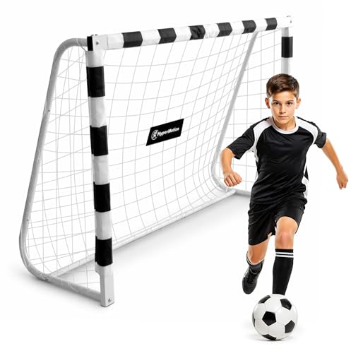 HyperMotion PRO fotbollsmål av legerat stål och polyesternät, vit, 180 × 120 cm, för trädgård och träning, fritidsliga- och ungdomsträning, 10 kg