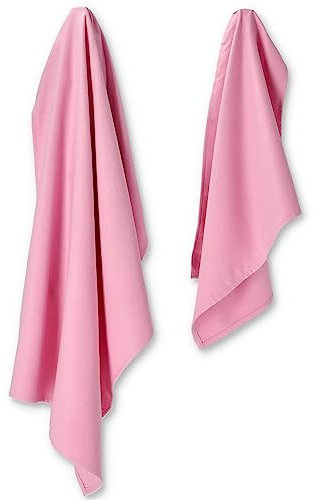 Casatessile Coppia Asciugamani in Microfibra 1 cm 40x60 + 1 cm 50x100 - Rosa