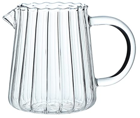 CHOOLD Eleganter, wellenförmiger Kaffeekrug aus Kristallglas, Servierkrug, Soßenkrug, Milchkännchen für die Küche, 241 ml