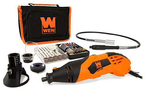 WEN 23114 1.4-Amp High-Powered Variable Speed Rotary Tool with Cutting Guide, LED Collar, 100+ Accessories, Carrying Case and Flex Shaft