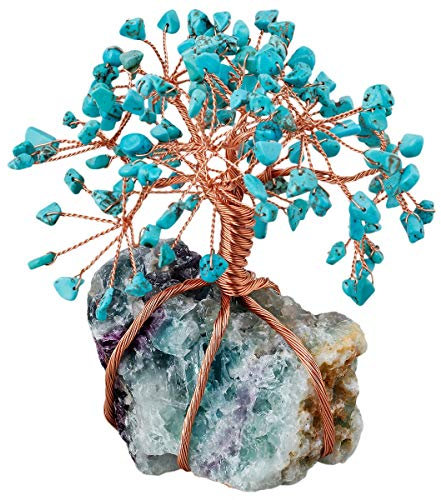 KYEYGWO Geld Baum umwickelt auf Crystal Base Bonsai Skulptur Figur für gutes Glück 3,5 Zoll