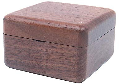 Shiwaki 6 cm x 6 cm x 4 cm x 3,5 cm valnöt trä förlovning dubbel ringlåda, massivt trä fyrkantiga dubbla ringar låda för bröllopsceremoni ringar förvaring