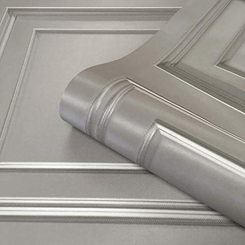 Grey Full Roll Amara Wood Panel Effect Wallpaper Textured Vinyl