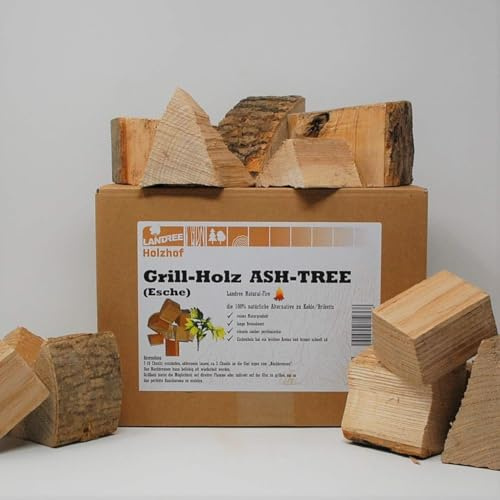 BBQ Grillholz Esche 8Kg - von Landree® - die (saubere) Alternative zu Kohle oder Briketts - direkt vom Holzhof aus Schleswig-Holstein
