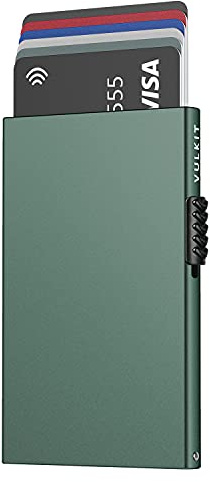 VULKIT Kartenetui für Herren Kreditkartenetui RFID Blocking Pop Up Kartenetui Damen Minimalistische Geldbörse Schlanke RFID Geldbörse