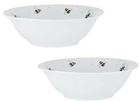 Rayware Price & Kensington Sweet Bee 18cm Porcelain Cereal Serving Dish Bowl (Set of 2)