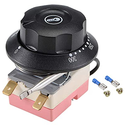 sourcing map NC 250V 16A 50-300C Contrôle Température Interrupteur Thermostat Capillaire pour Four Réfrigérateur Chauffage 2m avec 2 Vis&2 Bornes à Sertir