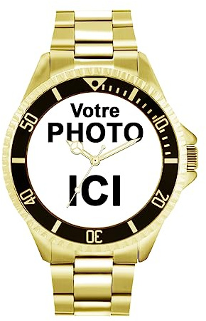 Toff London Personalisierte gravierbare Fotogeschenke für Männer und Jungen, Uhr mit analogem Quarzwerk, maßgeschneiderte Uhr