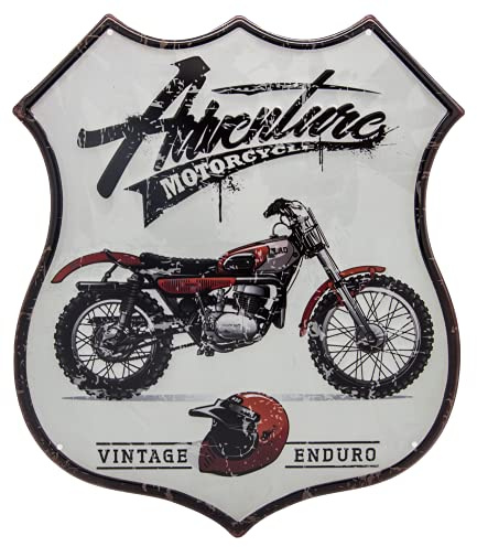 Vintage Enduro - Motorrad Blechschild - geprägtes Wandschild, Motocross Dekoration im Route 66 Design, 39 x 33 cm