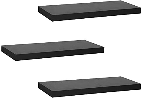 WOLTU Mensole da Muro Scaffale a Parete Decorazione per Cameretta Ufficio Libreria Porta CD/Dvd Legno Nero 90cm 3 Pezzi RG9317sz-3