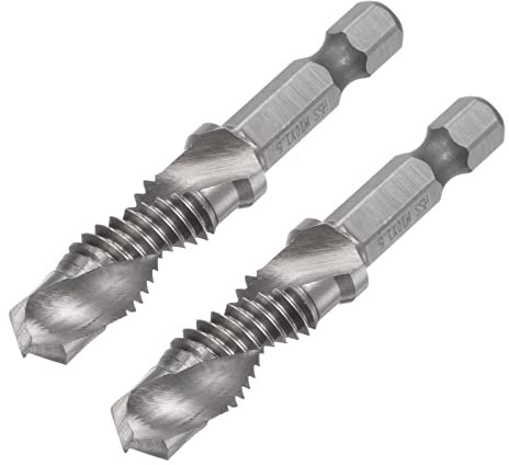 sourcing map 2 Stück Kombinierter Bohrer M10 x 1,5 Gewindebohrer TiAlN Beschichteter Cobalt Spiralschneide Bohrwerkzeug Ersatz