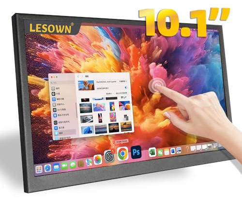 LESOWN - 10 Touch Screen Monitor, Small 1024x600 IPS HDMI Portable Screen, 10.1 Secondary Screen, Mini Monitors for Windows Mac, Laptop and
