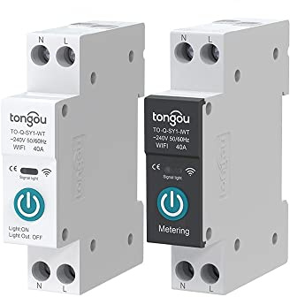 Disjoncteur,Disjoncteur 20a Avec compteur WIFI Smart Disjoncteur 1P 63A DIN Rail for Smart Home Télécommande sans fil Commutateur (Poles Number : Black with metering, Rated Current : 32A)