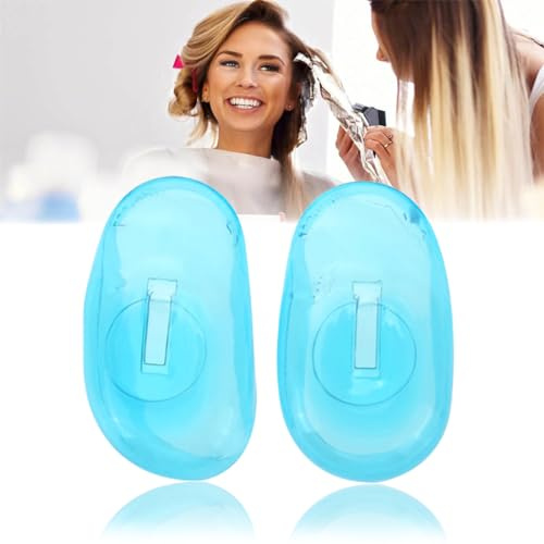1 Paar Silikon-Ohrstöpsel, Blaue Ohrenschützer Anti-Flecken-Kunststoff-Schutz-Ohrenschützer, Farbstoffbeständig, Salon-Friseur-Haarfärbe-Ohrenschützer Ohrenschützer Gehörschutz Duschhauben