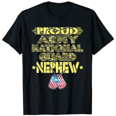 Proud Army National Guard Neffe Dog Tags US Military Family T-Shirt