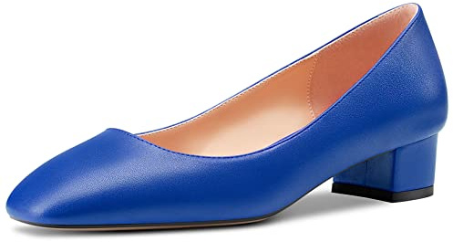 HEUIVZAR Femmes Talon Heel Escarpins Carré Bout Kitten Bas Chunky Bloc Talon Heel Slip-on Matte Dress Chaussures Mariée Vacances 3.5 CM