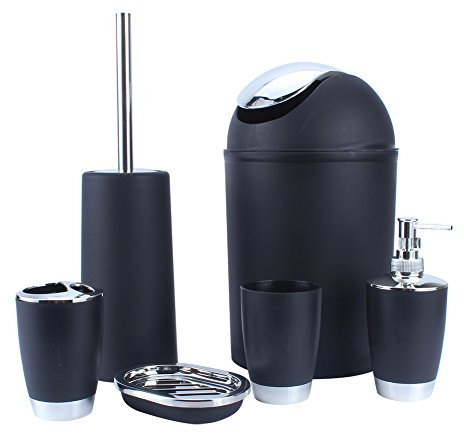 Juego de 6, baño de basura Lujoso Set (plástico) baño dispensador vajilla vaso portacepillo de dientes Kit loción botellas portacepillos jabonera cepillo piezas conjunto de accesorios