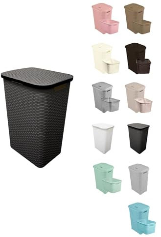 JARDIN202 - Pongotodo Diseño Rattan para Colada - Cesto Para la Ropa Sucia | 60 litros (Negro)