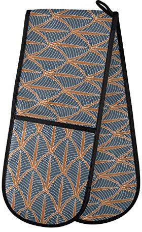 Maniques doubles extra longues, résistantes à la chaleur et antidérapantes pour cuisine, pâtisserie, grillades, écailles abstraites, géométriques, 88,9 x 17,8 cm