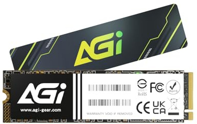 AGI AI298 1TB M.2 PCIe Gen3x4 NVMe 2280 SSD, 3D TLC NAND, DRAM Cache, Lesegeschwindigkeit bis zu 2400MB/s, Kompatibel mit Laptop und Desktop-Computer (PC)