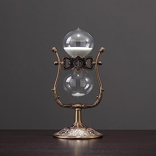 Vintage-Sanduhr, Sanduhr, Sanduhr, 15-Minuten-Sanduhr, 360° drehbares Stundenglas mit Sand, Metallglas-Sanduhr, verwendet für Vintage-Heimdekoration (Farbe: Bianco)