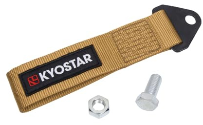 Kyostar Sangle de remorquage universelle pour pare-chocs avant ou arrière, sangles de remorquage haute résistance, version améliorée (doré)