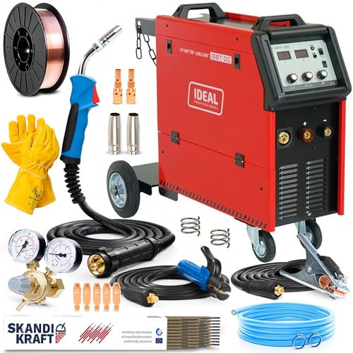 Ideal V MIG 285 4x4 PRO MMA - Soldador Inverter Profesional de 280 A a 400 V - Con 4 Rodillos y Chasis Rodante - MIG/MAG y MMA - Regulación de Inductividad - Euroconector - Set Basic