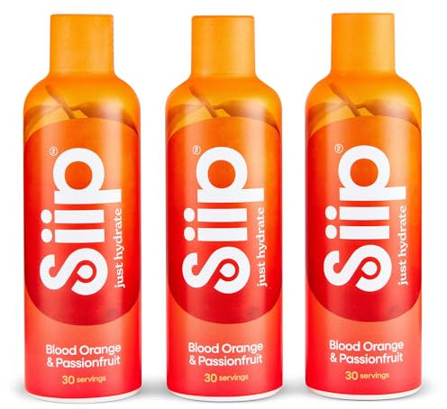 Siip Hydrate Liquid Electrolytes & Vitamins, Makes 90 Drinks, with Vitamin B12, Vitamin C, Vitamin D3, Magnesium, Zinc, Blood Orange & Passionfruit Flavour, Pack of 3