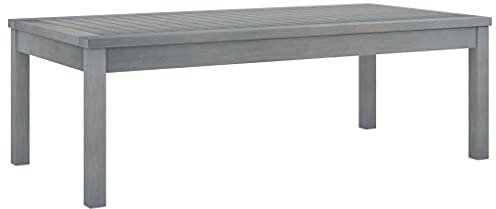 HEFZGDB Couchtisch 100x50x33 cm Grau Massivholz Akazie Campingtisch Gartentisch Balkontisch Geeignet für Gärten, Terrassen, Decks.