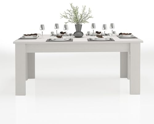 WHOUS Tavolo Allungabile JESI per Sala da Pranzo e Soggiorno, Estensibile da 160 a 210 cm, Tavolo Cucina per 6-8 Persone, Bianco Larice