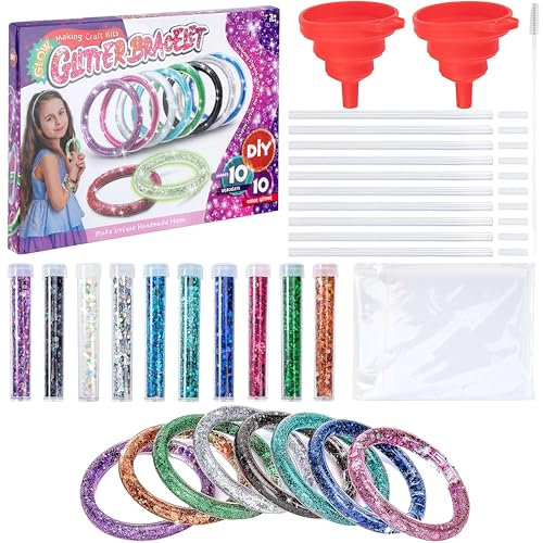 Wisplye Basteln Mädchen ab 5 Jahren, Glitter Schmuck Armband Bastelset Kinder, Kreative Freizeit-Set Freundschaftsarmband Geschenk für Geburtstag Mädchen 5-12 Jahre