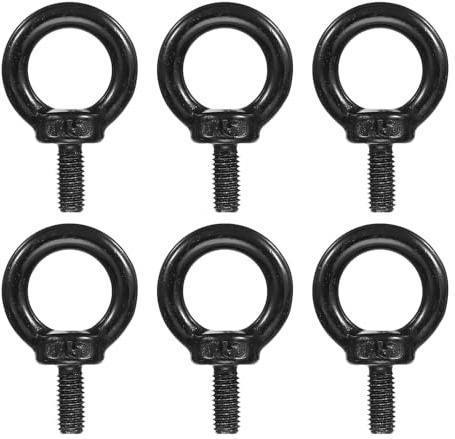 PATIKIL Boulons À Œil De Levage M5 X12mm / 3/16 x 1/2, 6 Pièces En Acier Inoxydable 304 À Épaulement Boulon Fileté À Œil Pour Levage, Noir