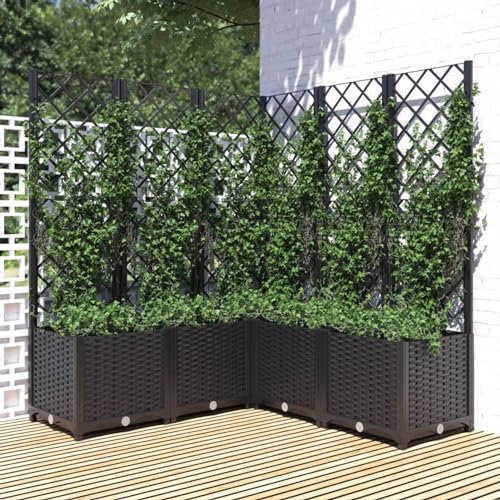 Xichuzi Pflanzkübel mit Spalier, Blumentopf Gross, Blumenkasten Balkon, übertopf, Pflanzkasten, Flowerpot, Kräuterbeet Für Die Küche, Vertikalbeet, Pflanzbehälter, Schwarz 120x120x136 cm PP