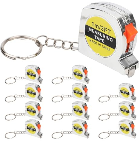 Lot de 12 Mini-Mètres à Ruban Porte-Clés 4 x 3,5 cm avec Verrou coulissant Stable Ruban à Mesurer Créatif Mini-Mètre Portable pour Cadeaux de Fête et Prix