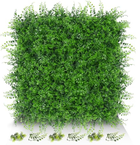 20x20 12pcs Grass Wall Panels, Artificial Fern Grass Backdrop with UV Protection, Fake Greenery Plant Boxwood Panels, Green Wall Decor for Outdoor Indoor Patio Garden Backyard