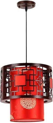 Generico Lampada da soffitto a lanterna in stile cinese retrò con lampada a sospensione orientale(Red)