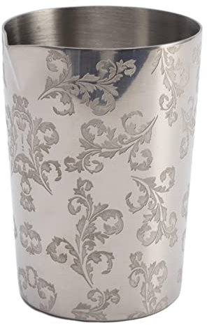 Nikou Cocktail-Rührglas, 304 Edelstahl, graviert, Barkeeper-Rührglas, Wärmeerhaltung, geeignet für 383 ml Fassungsvermögen, Silber