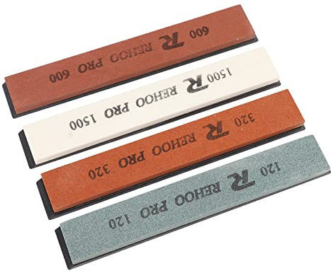 4Pcs Knife Sharpening Stone Set Professional Grade 120 320 600 1500 Grit Water Whetstone for Kitchen Scissors Chisels Axes White Alundum 269g