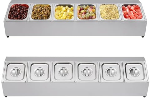 Sartén Gastronorm de acero inoxidable con tapa, soporte duradero para ollas de baño maría, incluye recipientes aptos para lavavajillas para almacenamiento de alimentos y catering