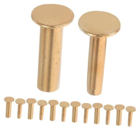 FUNOMOCYA Remaches para Cuchillos de Cobre, 7 Pares Dorados para Mango de Cuchillo de Cocina, Fijación Segura y Fácil Instalación para Bricolaje