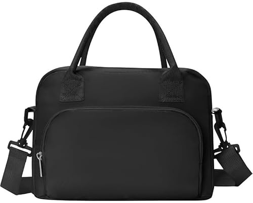 Shuqio Bolsa Termica Porta Alimentos para Hombre y Mujer Reutilizable, Capacidad 11,5 Litros Bolsa de Picnic Con Correa Ajustable para El Hombro, Lunch Box para Trabajo, Escuela,Viajes(negro) | Bolsa térmica para almuerzo, isotérmica, reutilizable, con correa ajustable para el hombro
