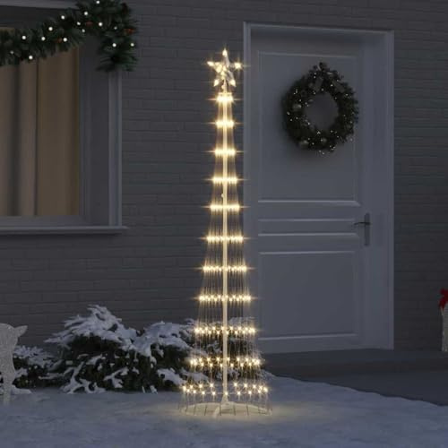 ACAGALA LED Weihnachtsbaum Aussen 190 cm 230 LEDs Kegelform Tannenbaum mit Sternspitze, Beleuchtete Tannenbaum Outdoor mit Ständer, Weihnachtsdeko Lichterbaum Warmweiß