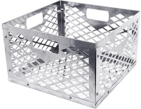 Cesta de carbón de acero inoxidable, cesta de carbón de gran capacidad, soporte de briquetas fácil de limpiar, repuesto para accesorios de parrilla