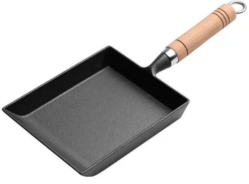 Poêle à omelette japonaise en fonte Tamagoyaki, revêtement antiadhésif, carré, 15 cm, pour cuisinière à induction et cuisinière à gaz, noir